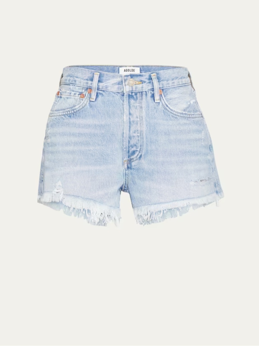 Agolde Parker Vintage Light Blue Frayed-Hem Denim Shorts Sz 24